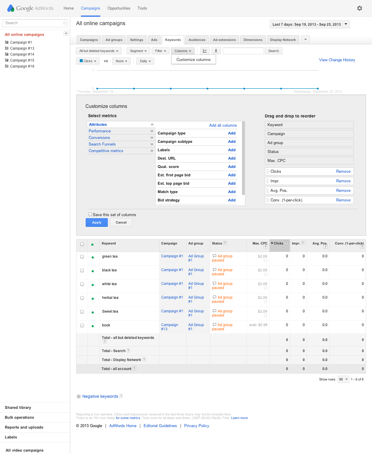 Customize columns