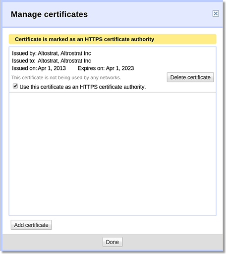 Manage https certificates