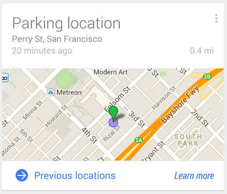 Parking location in Google Now