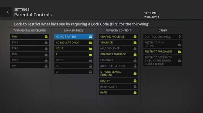 Require a lock code for content legacy Fiber TV