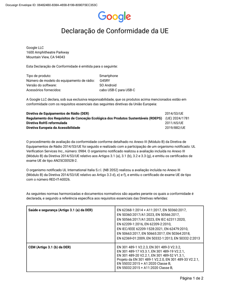 EU Declaration of Conformity page 1