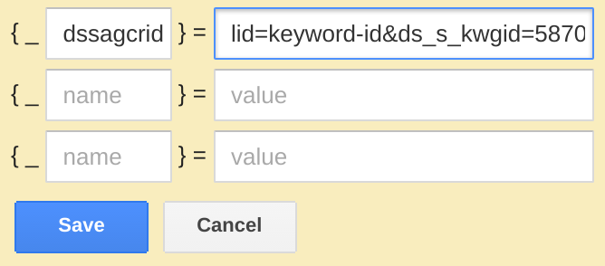 Example of creating a custom parameter with identifiers from a placeholder keyword.