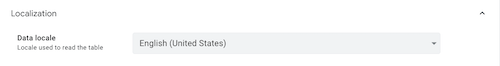 Data locale field in table settings