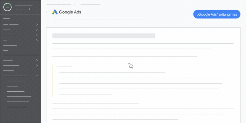 Animuotas GIF failas, kuriame rodoma, kaip prijungti „Google Ads“ prie „Wix“.