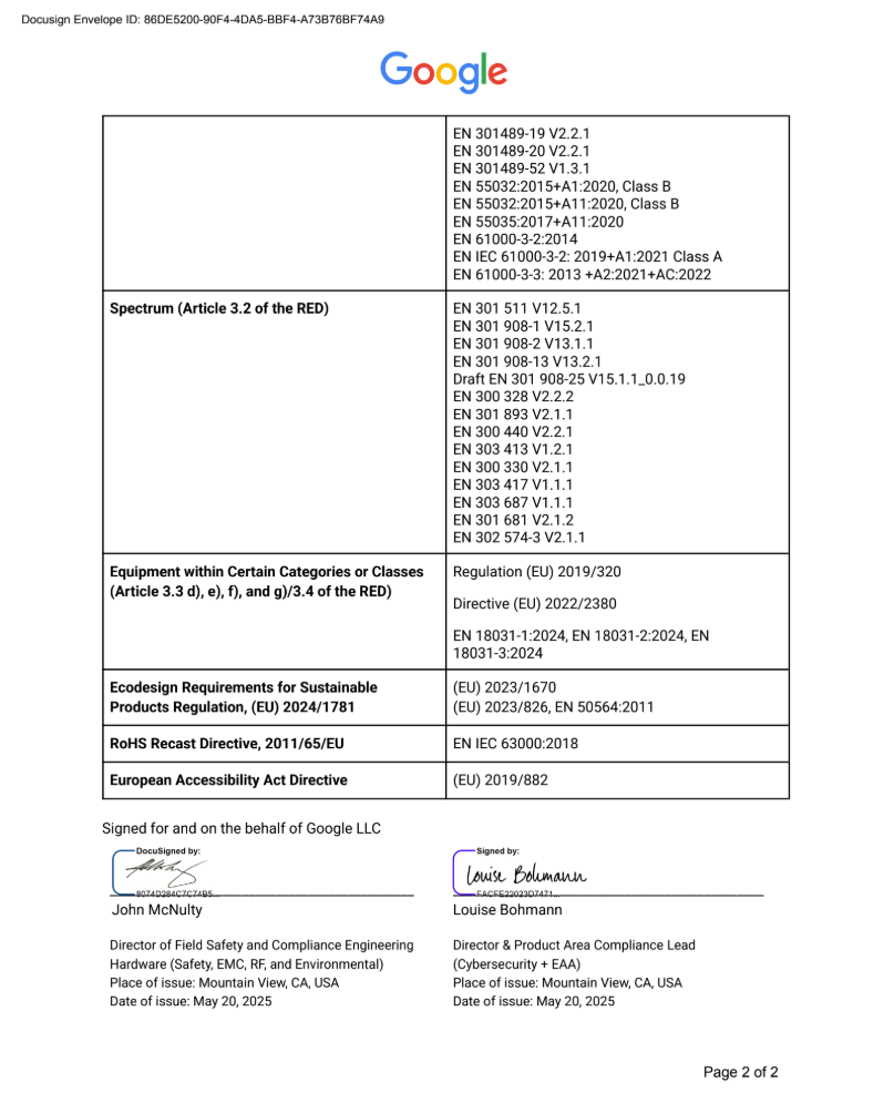 EU Declaration of Conformity page 2