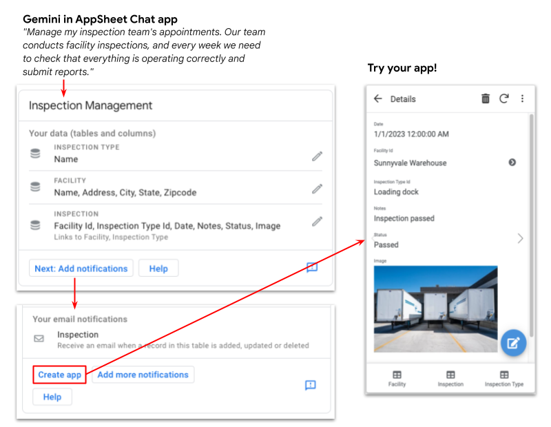 AppSheet 예시의 Gemini