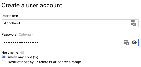 Create a username and password for the account