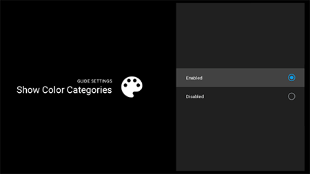Show color categories in guides on Fiber TV
