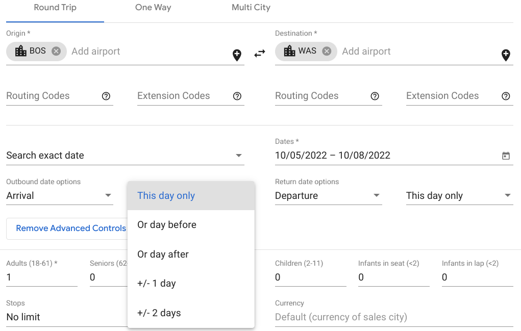 ita software travel matrix