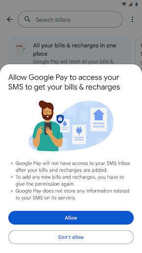 Allow Google pay access to your SMS