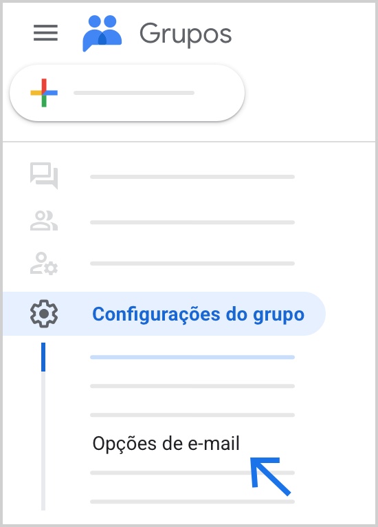 Localize "Opções de e-mail" no canto inferior esquerdo.