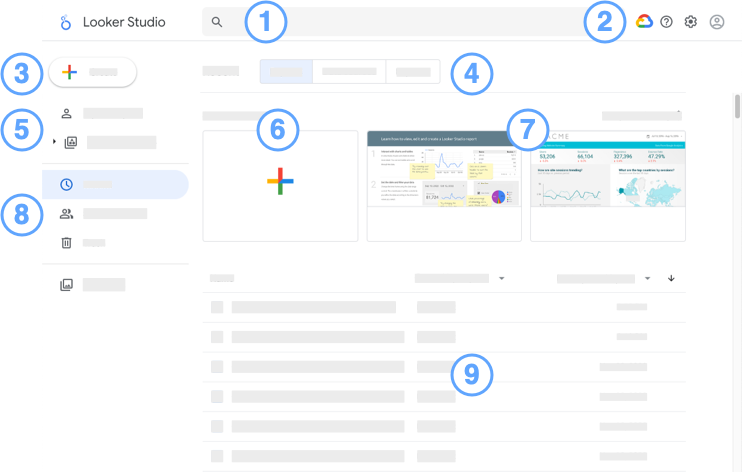 Plan de l'interface de la page d'accueil.