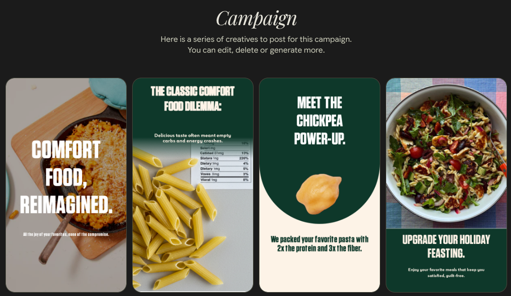 Choose creatives to post for your campaign