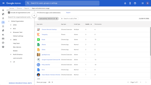 Admin console CSV reports