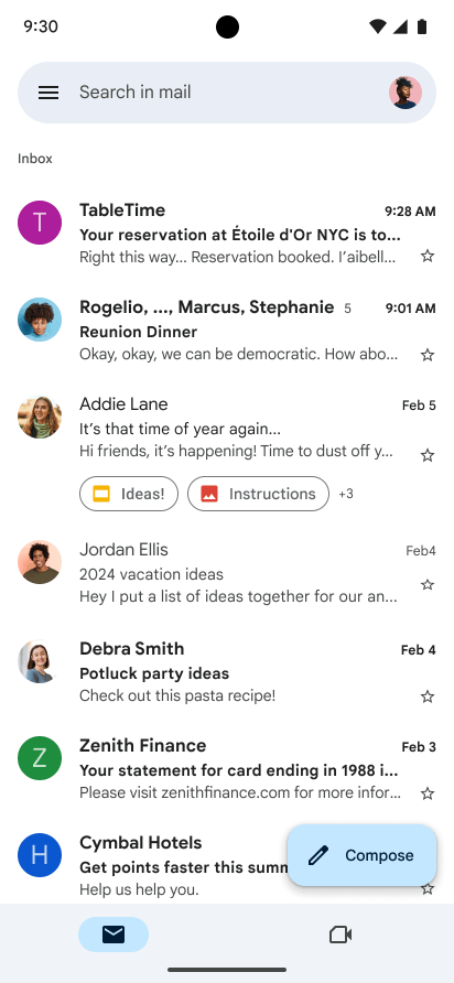 An animation that shows a user tapping "Summarize this email" at the top of a message thread in the Gmail app