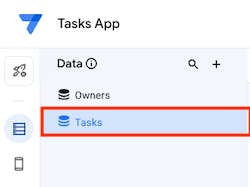 Click Tasks in the Data pane to view the Tasks table