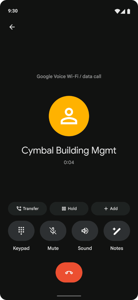 Google Voice call with notes