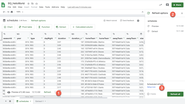 Set up a refresh schedule in your Google Sheet