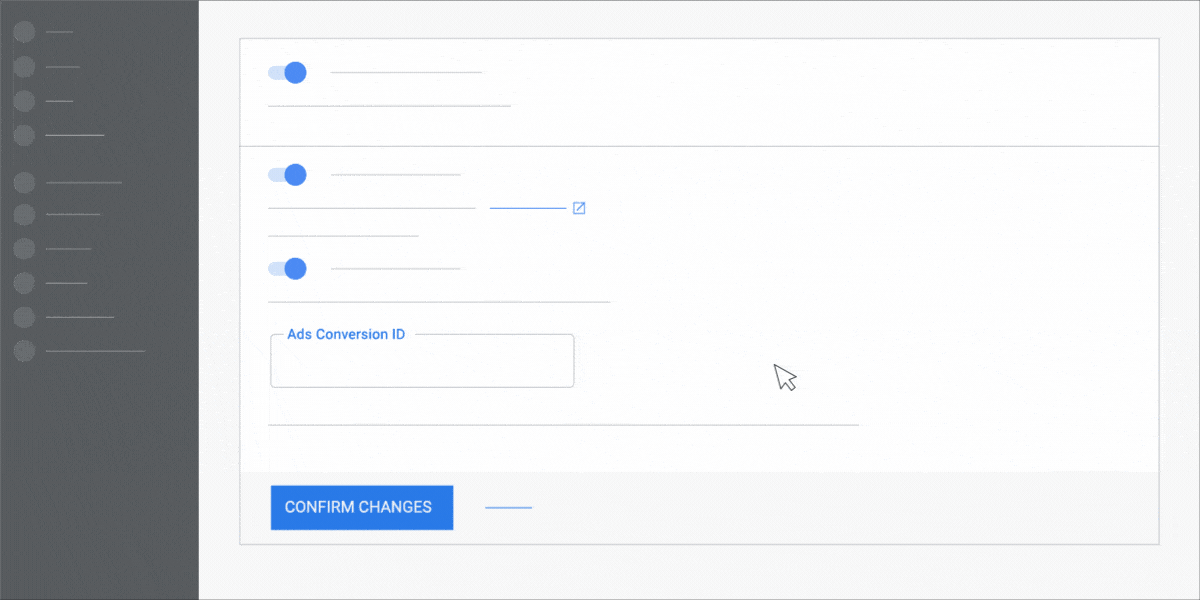 An animated GIF demonstrating how to input your Ads Conversion ID in WordPress.