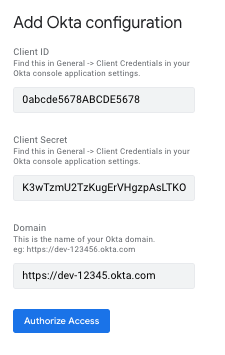 Add Okta configuration