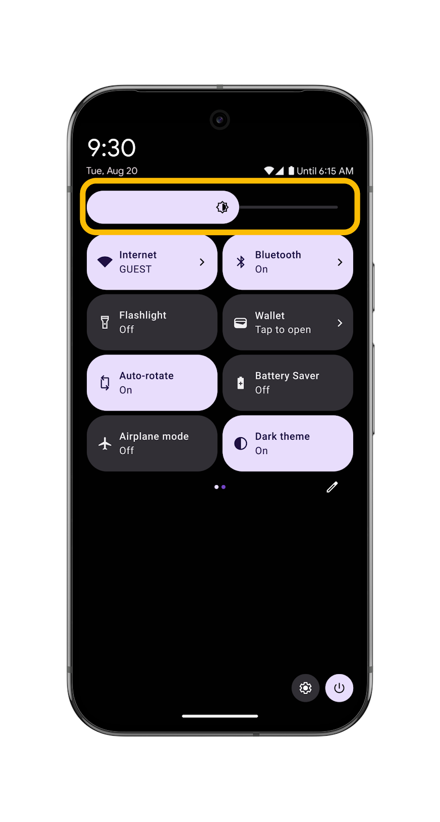 Change settings quickly Step 2