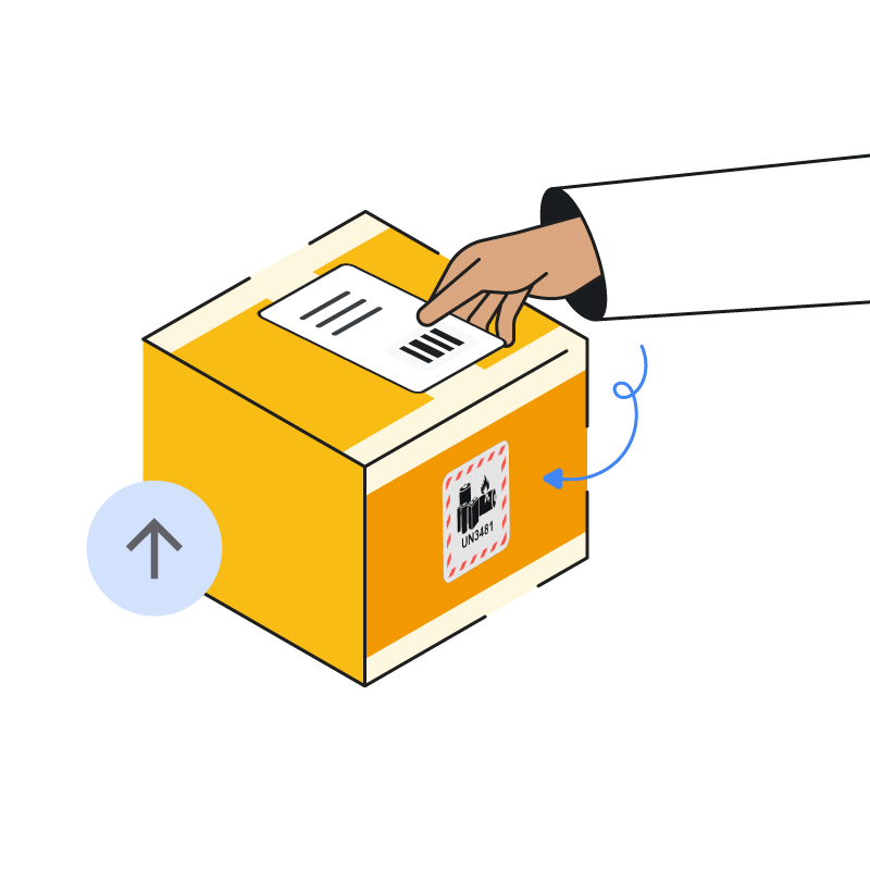 Apply the shipping label to a different side of the battery label