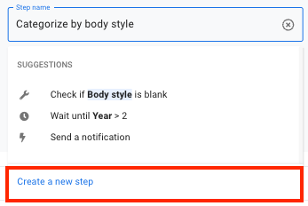 Add Categorize by body style step