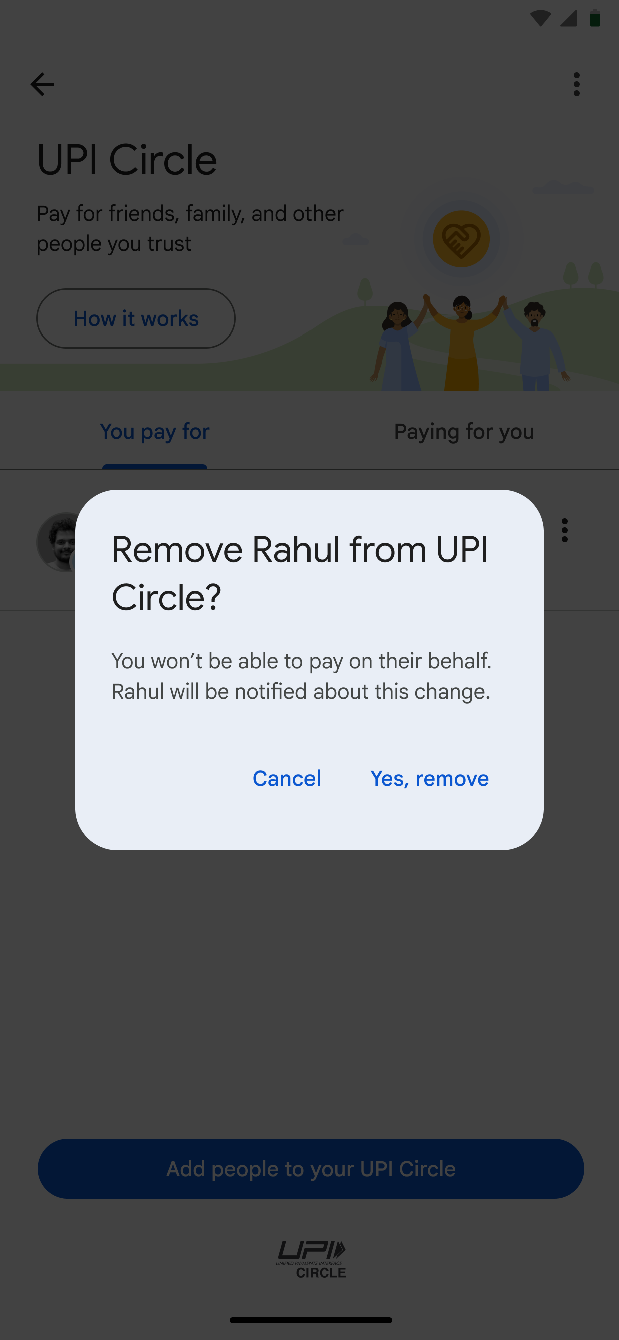 Confirm removal of Dependant