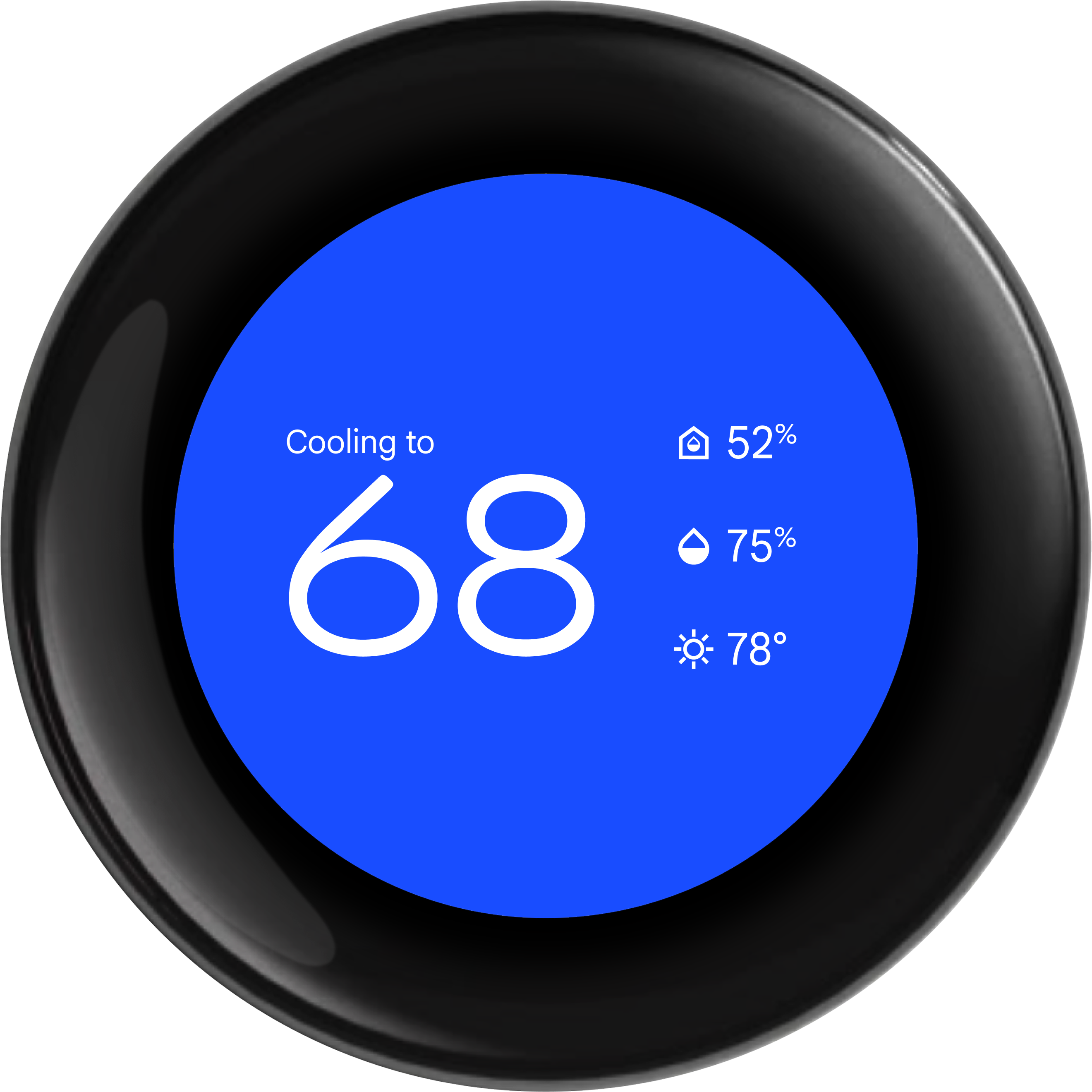 Classic variant of the Nest Thermostat Farsight face showing near view info