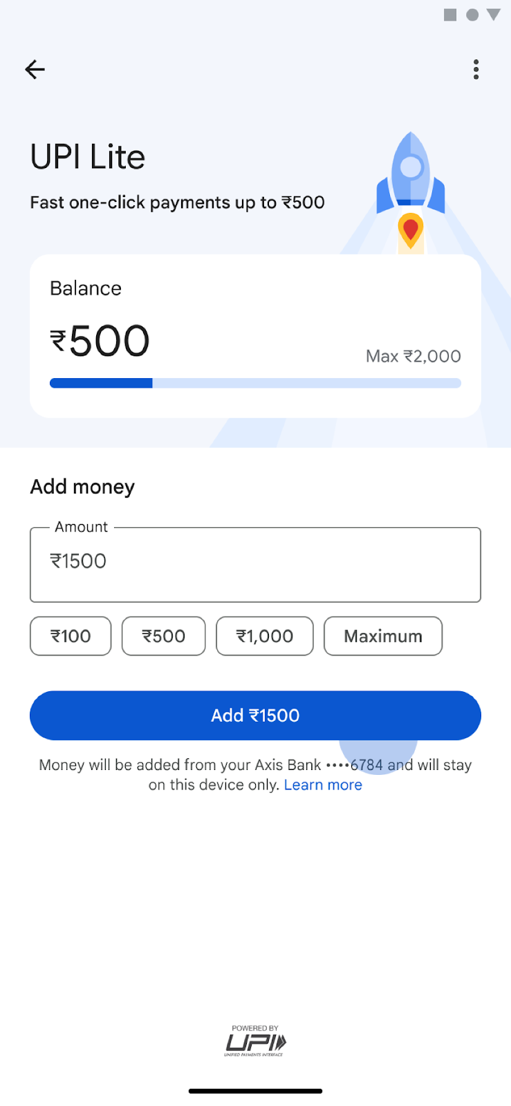 Add amount for UPI top-up part 2