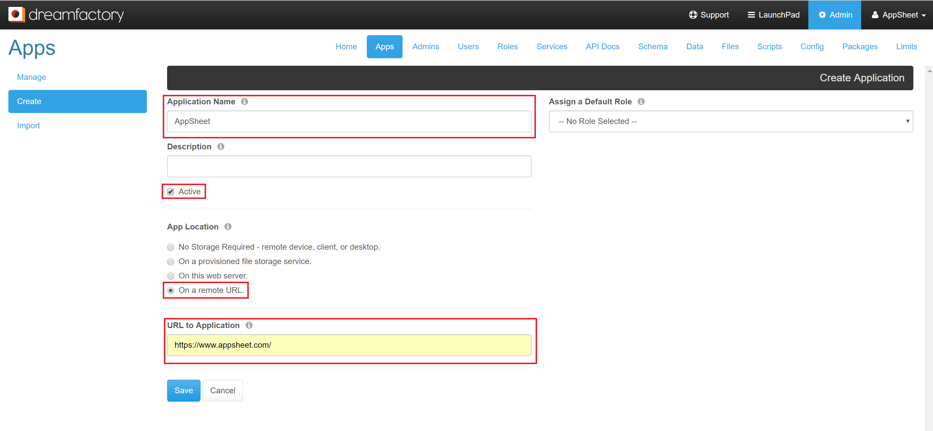 Register AppSheet with DreamFactory