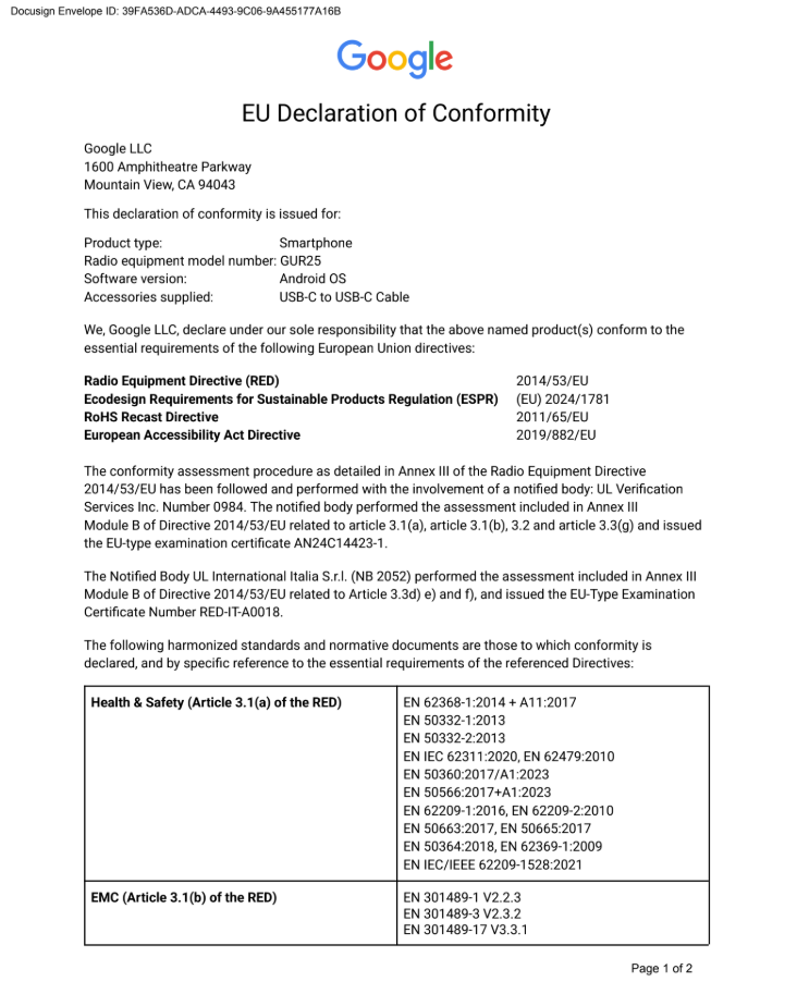 EU DoC Pixel 9 GUR25 p1