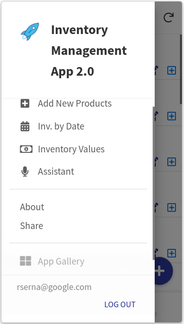 Assistant view in app menu