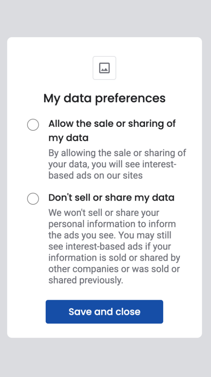 Example of the structure of a CCPA message in Ad Mob.