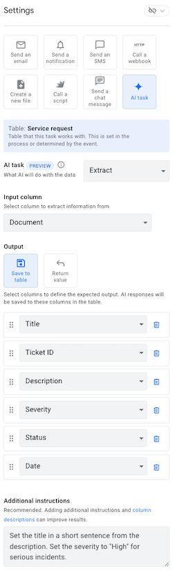 AI task settings