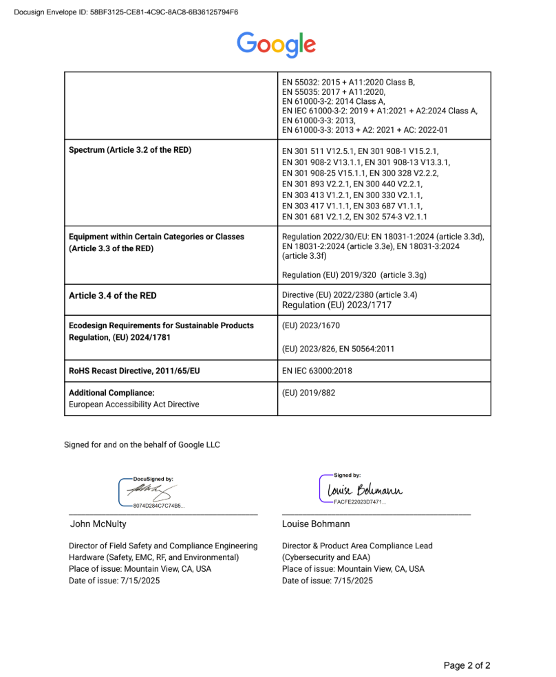 EU Declaration of Conformity page 2