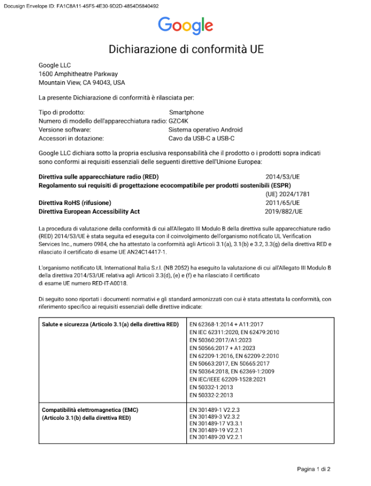 EU DoC Pixel 9 Pro XL GZC4K p1