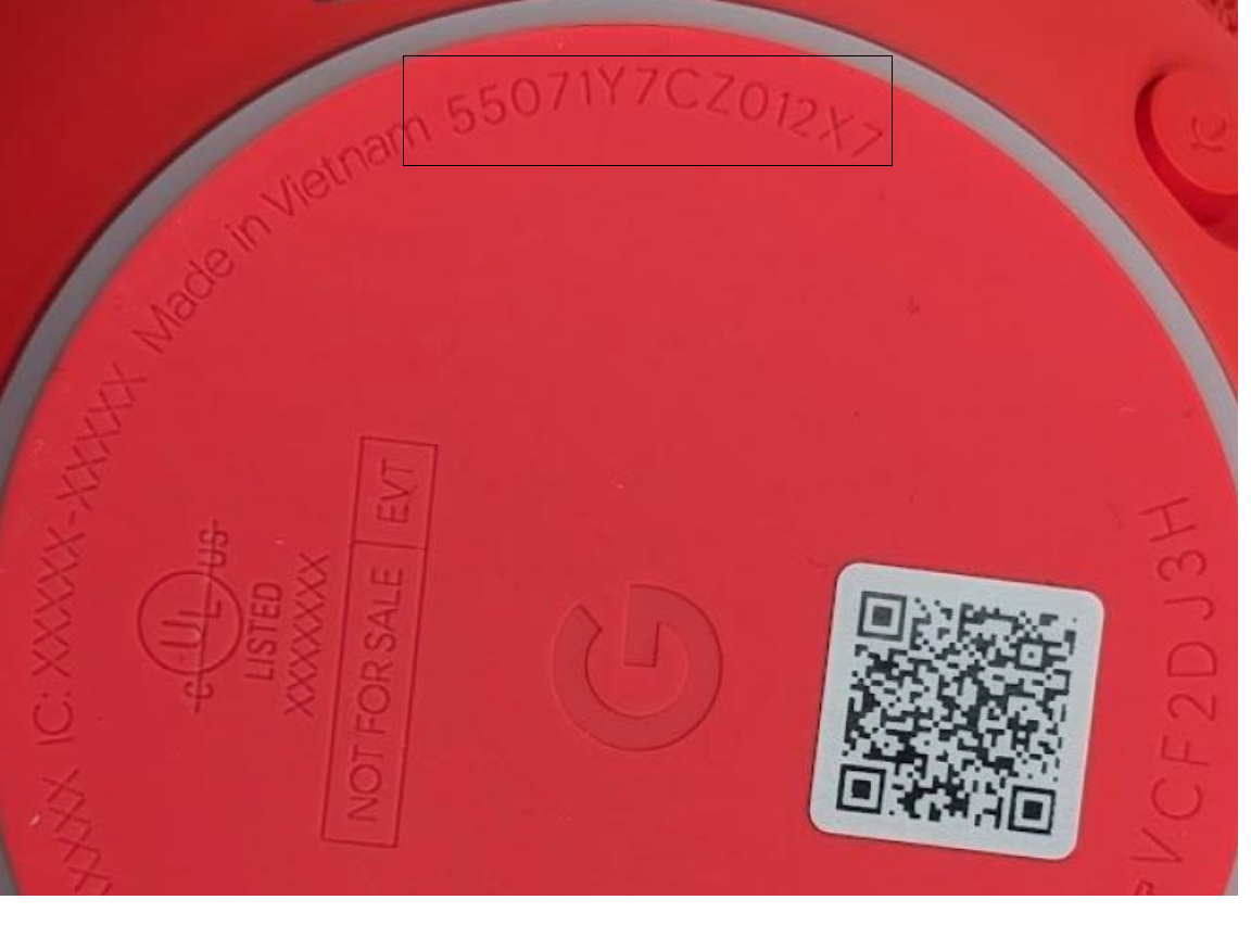 Google Home Speaker serial number