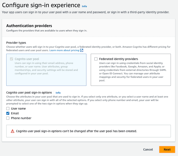 Sign-in options, Authentication