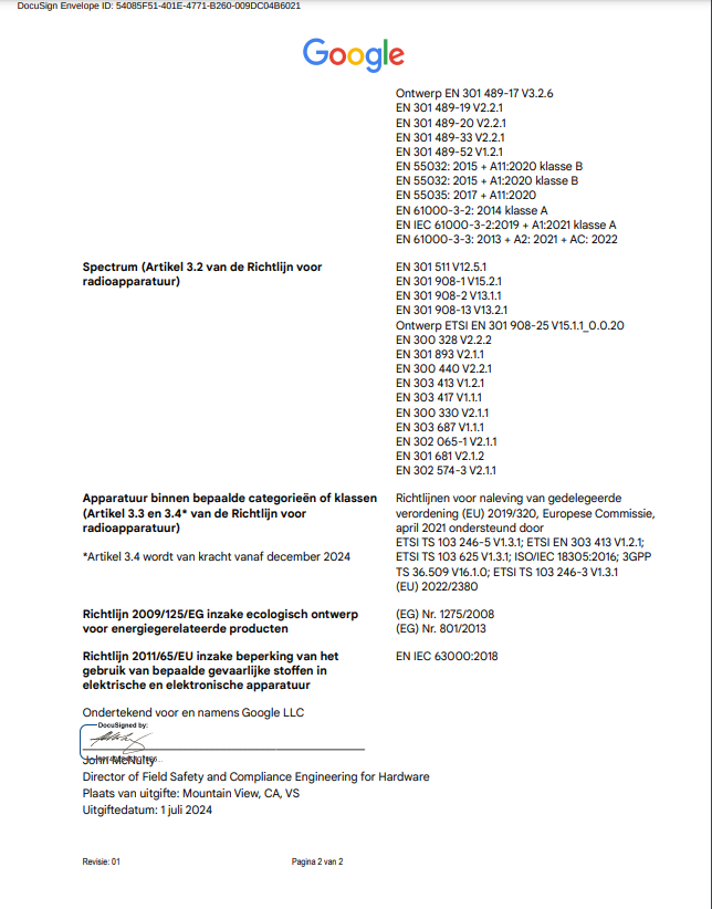 EU Declaration of Conformity page 2