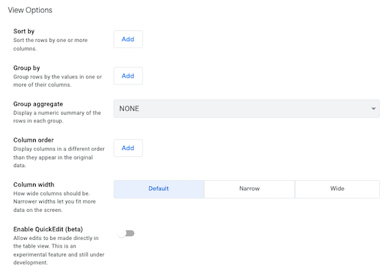 View options example