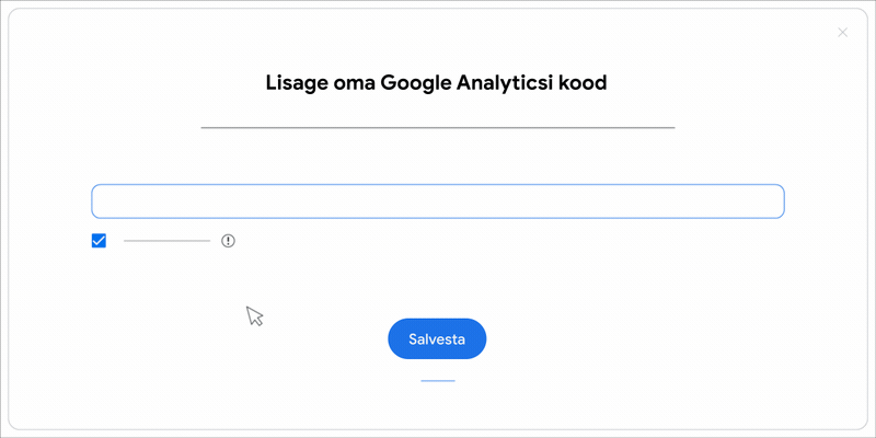 Animeeritud GIF, mis näitab, kuidas Wixile Google Analyticsi koodi lisada.