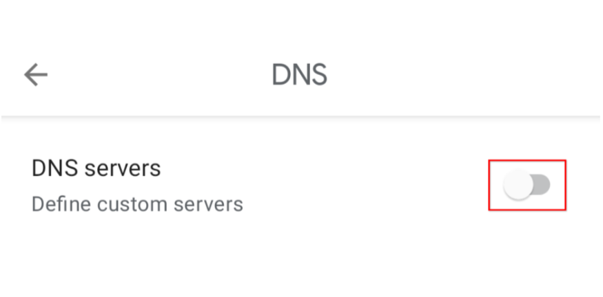 toggle DNS servers ON or OFF