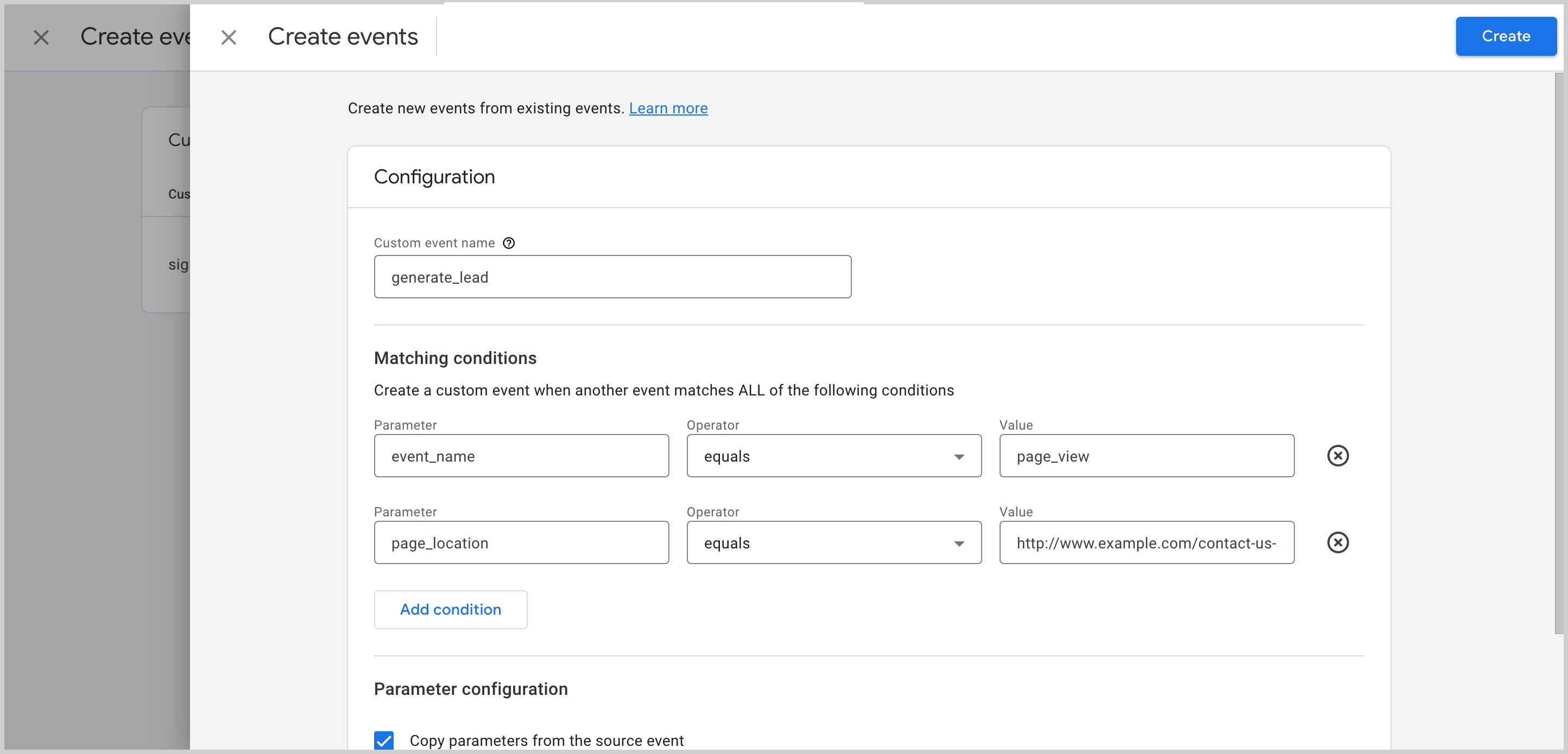 A screenshot of the generate_lead configuration up to this point in the instructions.