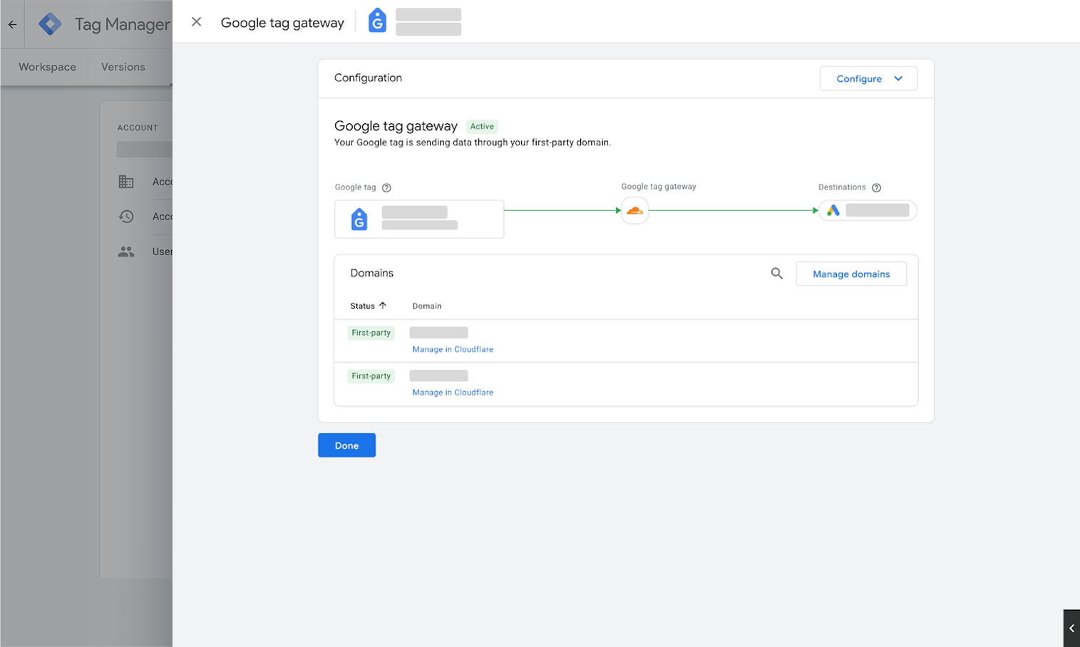 Google tag gateway setup in Google Tag Manager second step