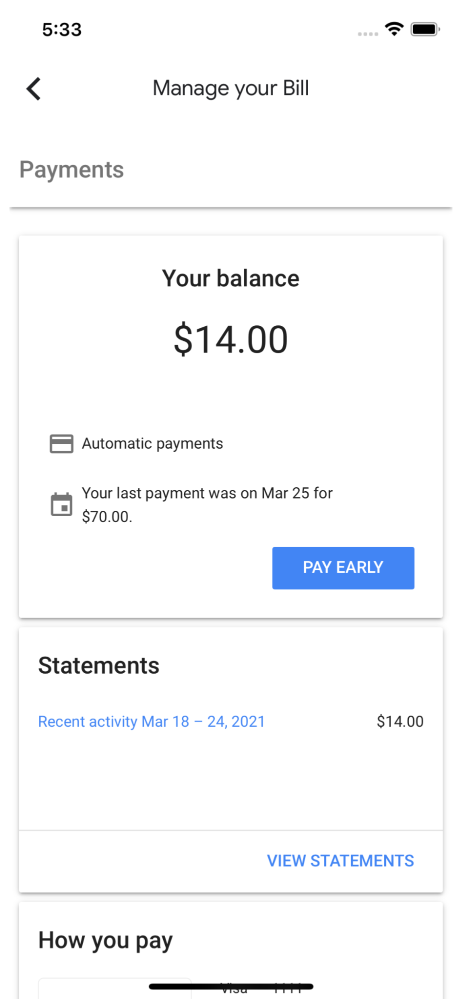 Make a payment from the Fiber app Google Fiber Help
