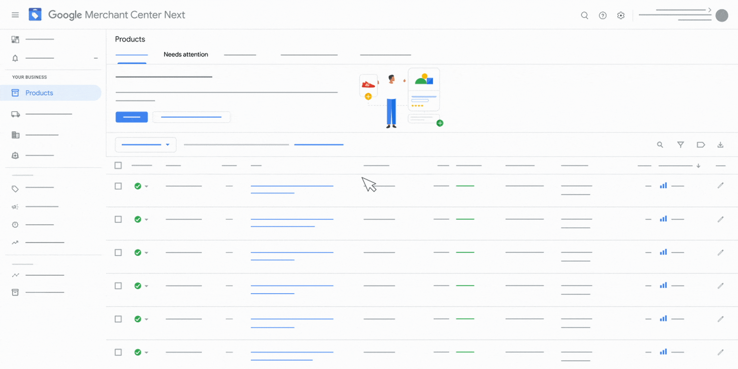 An animation that shows how to request a review for policy issues in Merchant Center.