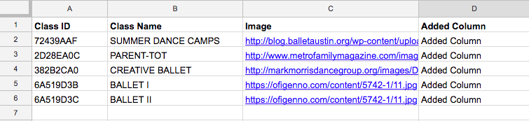 Spreadsheet showing the Added Column