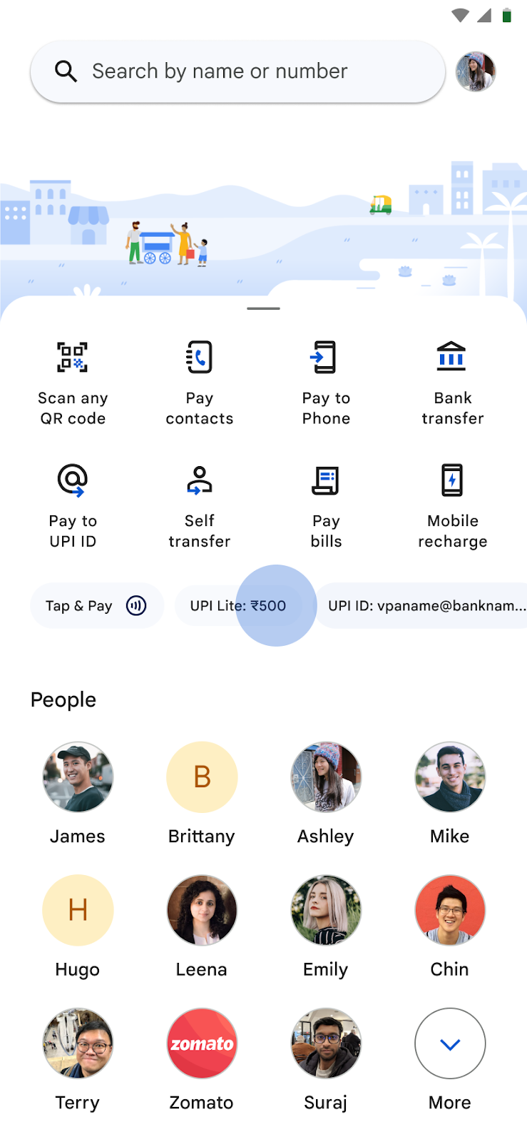 Add amount for UPI top-up