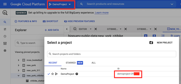 Obtain the Google Cloud Project ID